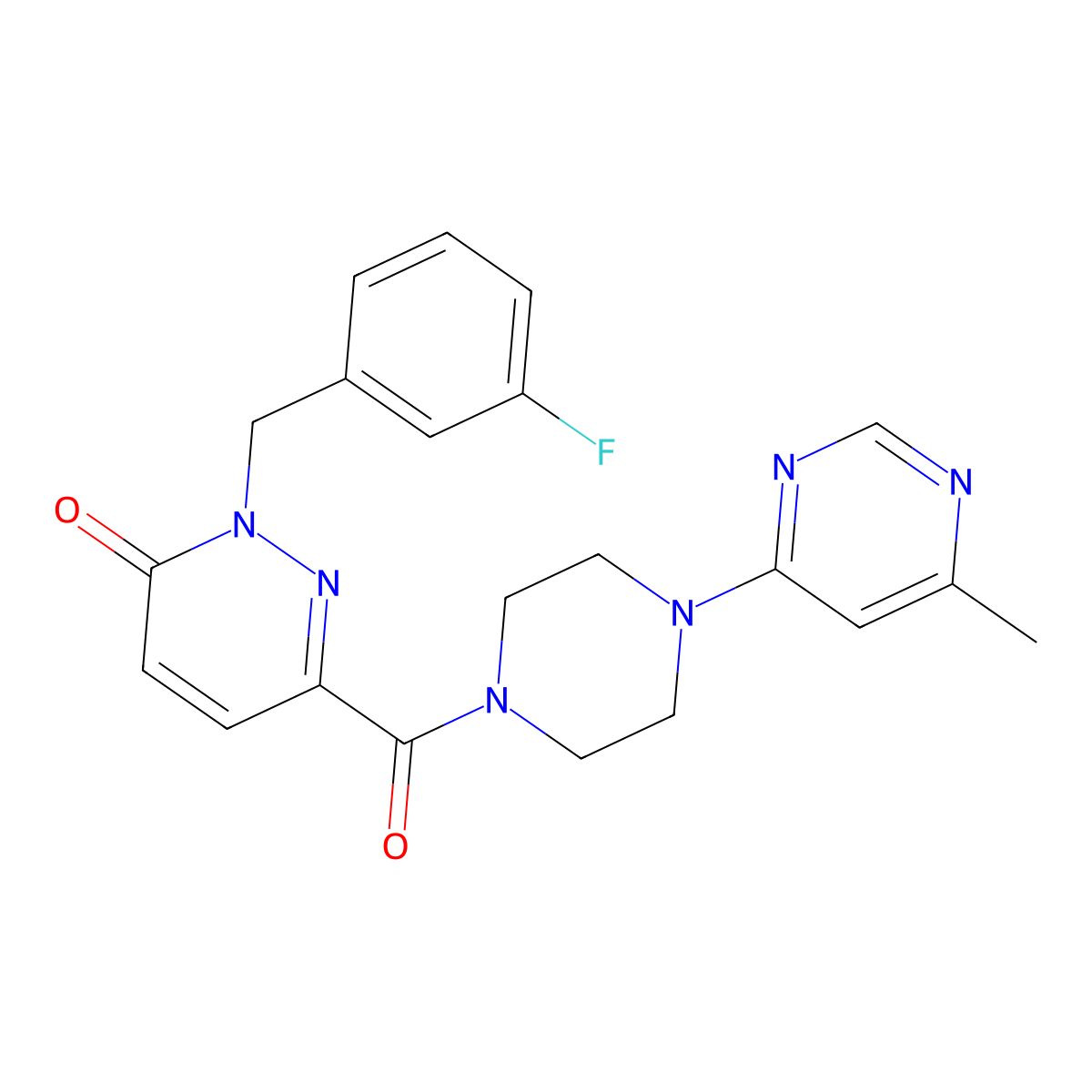 2-(3-fluorobenzyl)-6-(4-(6-methylpyrimidin-4-yl)piperazine-1-carbonyl)pyridazin-3(2H)-one molecular structure, CAS 1396866-42-4