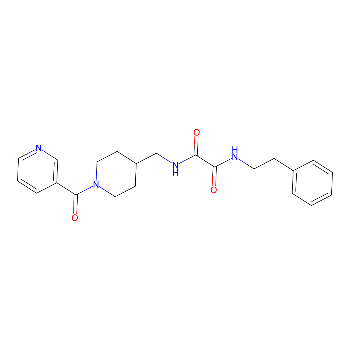 N1-((1-nicotinoylpiperidin-4-yl)methyl)-N2-phenethyloxalamide molecular structure, CAS 1396866-43-5