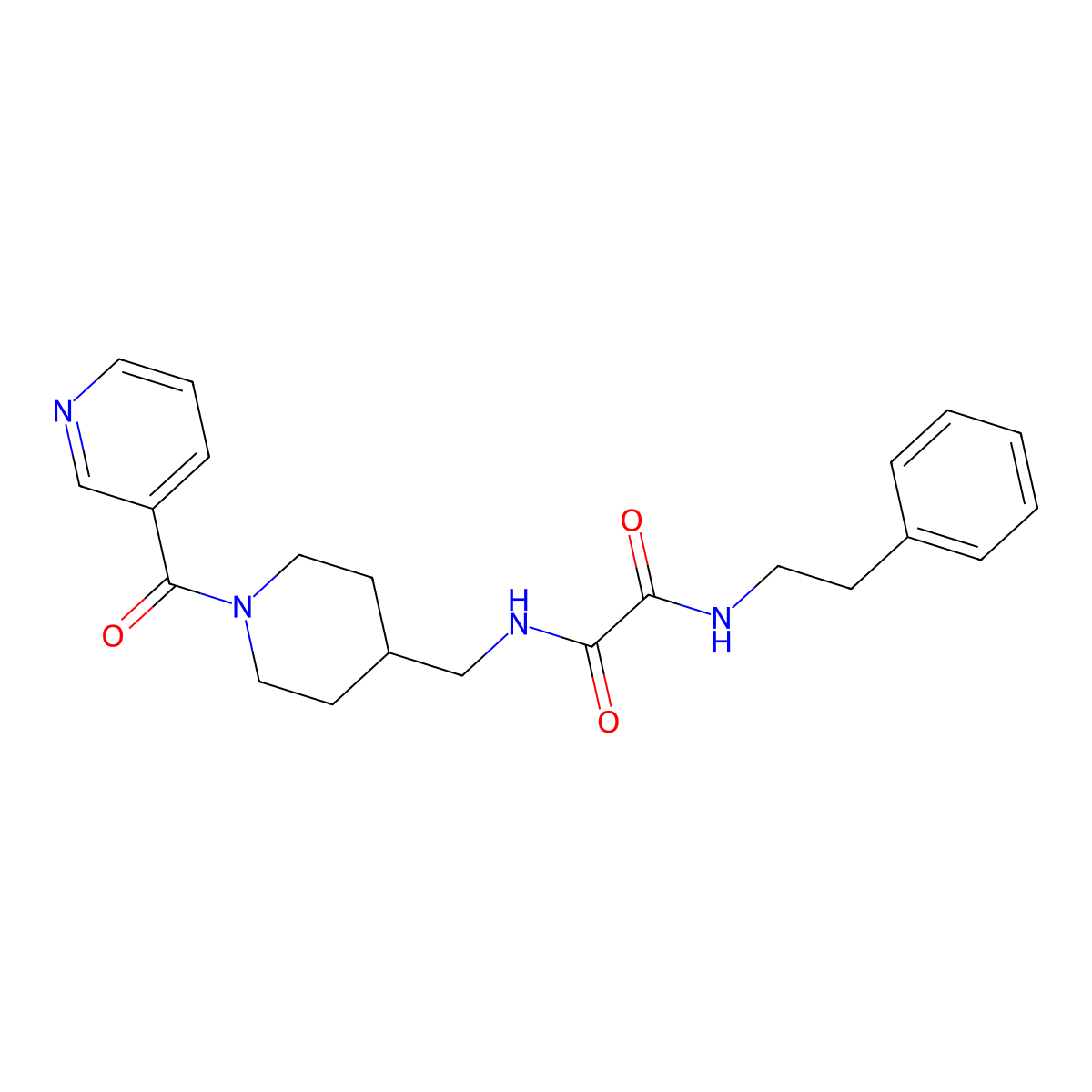 N1-((1-nicotinoylpiperidin-4-yl)methyl)-N2-phenethyloxalamide molecular structure, CAS 1396866-43-5