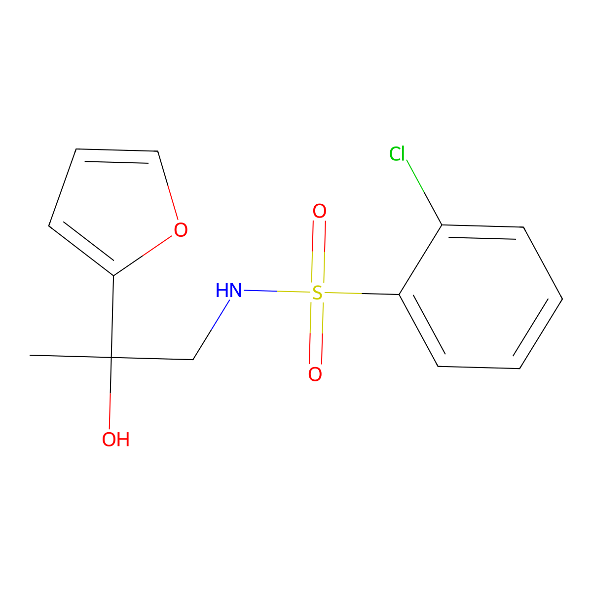 2-chloro-N-(2-(furan-2-yl)-2-hydroxypropyl)benzenesulfonamide molecular structure, CAS 1396866-45-7