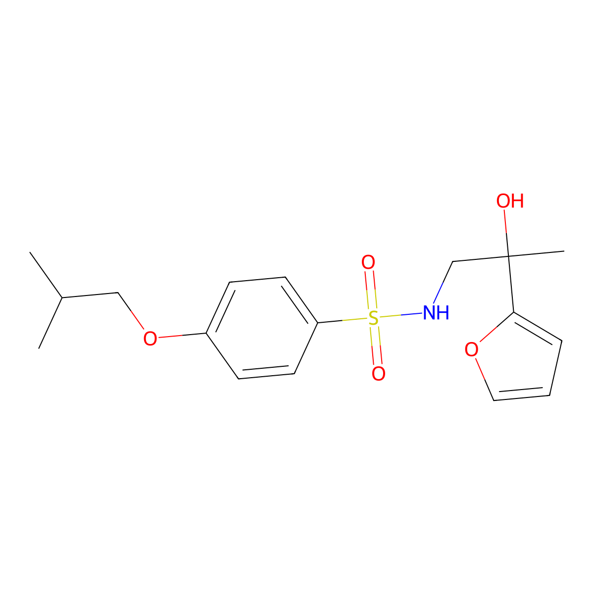 N-(2-(furan-2-yl)-2-hydroxypropyl)-4-isobutoxybenzenesulfonamide molecular structure, CAS 1396866-50-4
