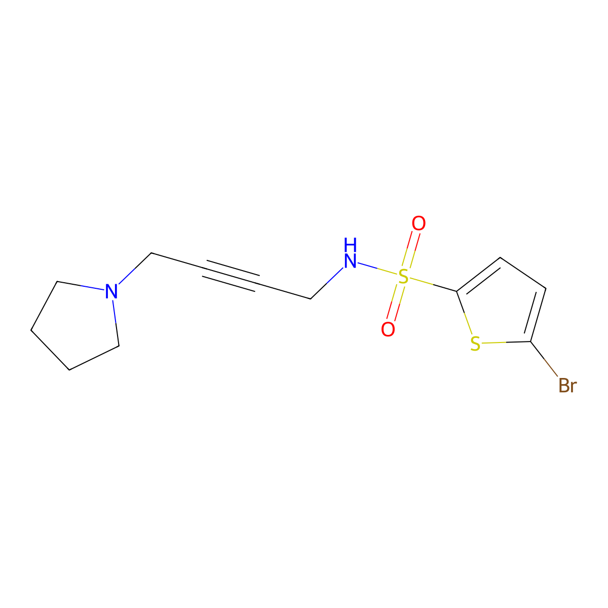 5-bromo-N-(4-(pyrrolidin-1-yl)but-2-yn-1-yl)thiophene-2-sulfonamide molecular structure, CAS 1396866-53-7