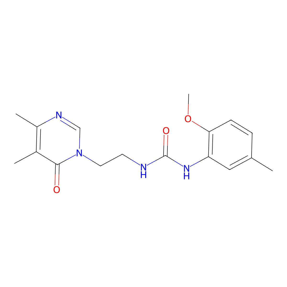 1-(2-(4,5-dimethyl-6-oxopyrimidin-1(6H)-yl)ethyl)-3-(2-methoxy-5-methylphenyl)urea molecular structure, CAS 1396866-61-7