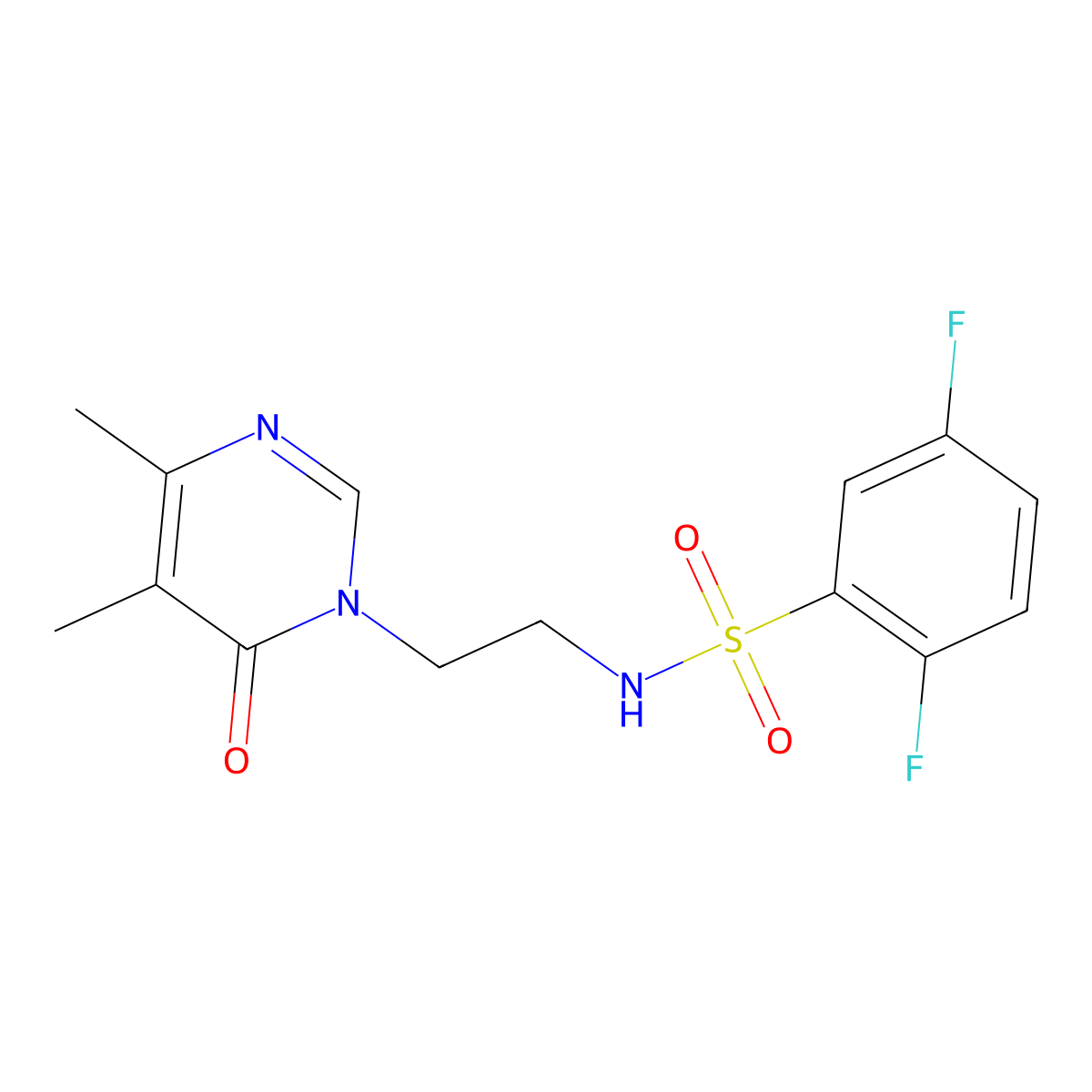 N-(2-(4,5-dimethyl-6-oxopyrimidin-1(6H)-yl)ethyl)-2,5-difluorobenzenesulfonamide molecular structure, CAS 1396866-64-0