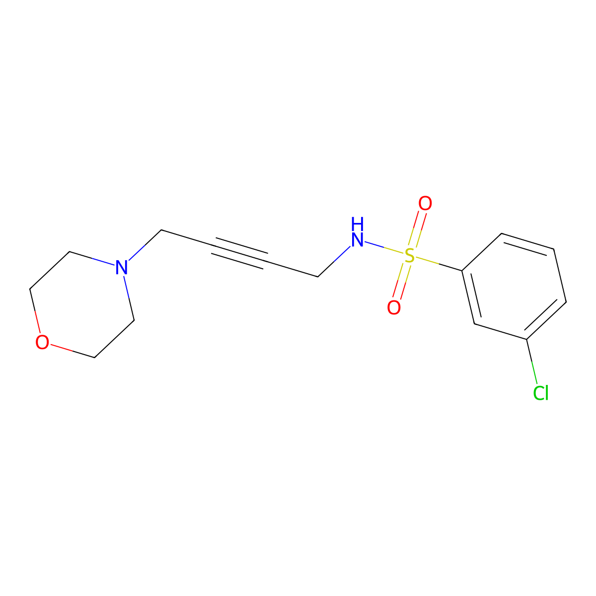 3-chloro-N-(4-morpholinobut-2-yn-1-yl)benzenesulfonamide molecular structure, CAS 1396866-69-5
