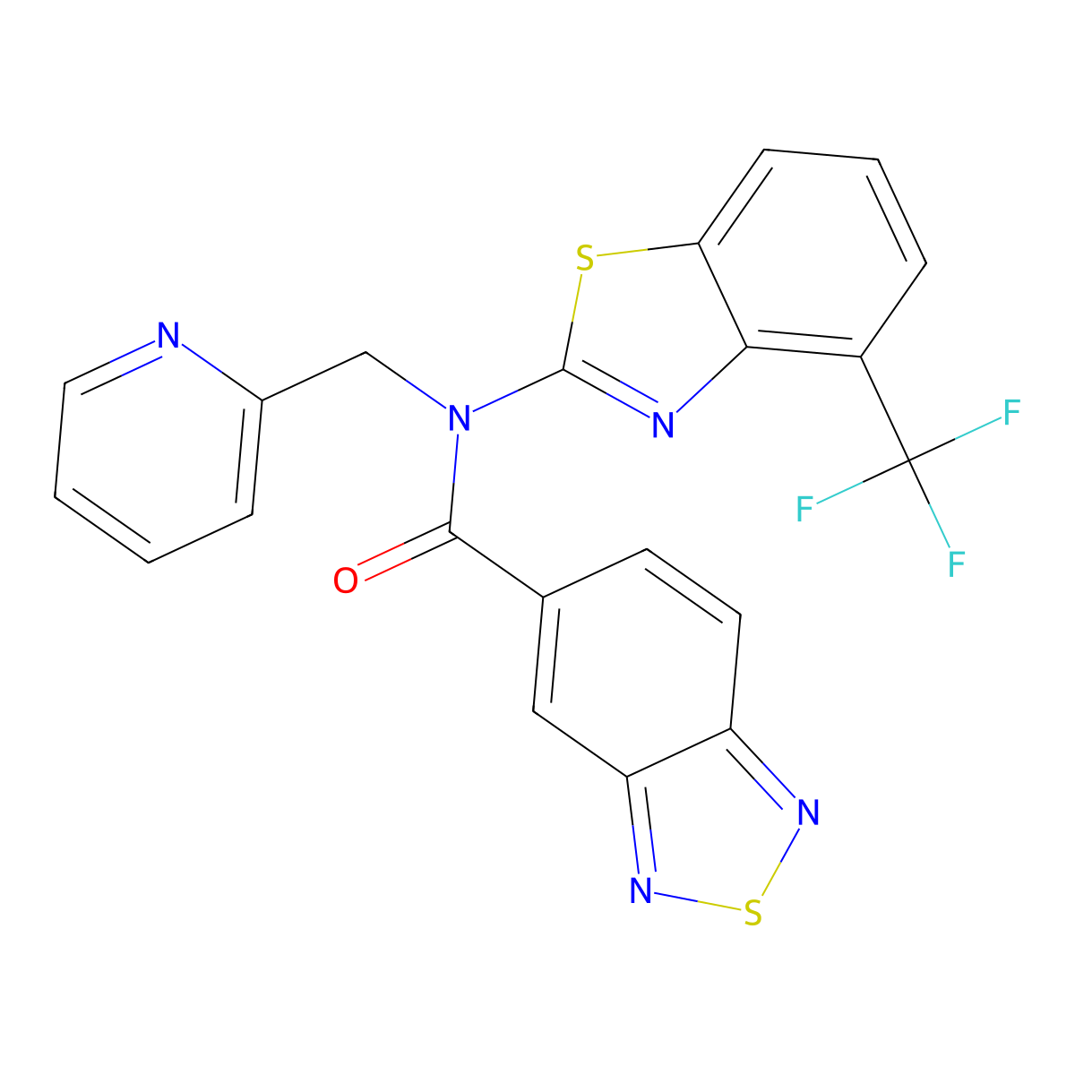 N-(pyridin-2-ylmethyl)-N-(4-(trifluoromethyl)benzo[d]thiazol-2-yl)benzo[c][1,2,5]thiadiazole-5-carboxamide molecular structure, CAS 1396866-71-9