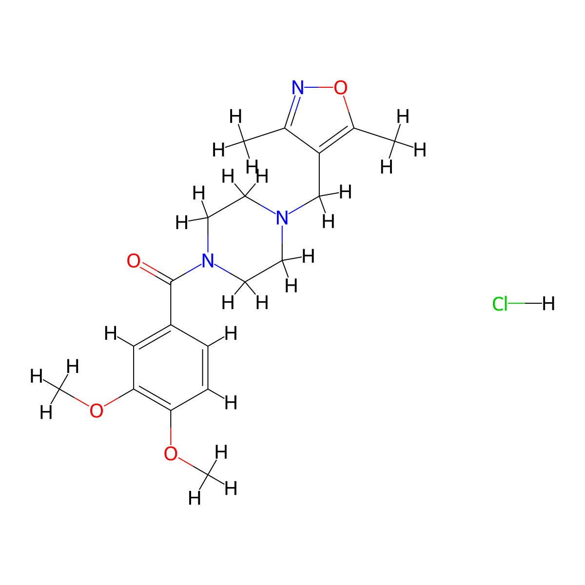 (3,4-Dimethoxyphenyl)(4-((3,5-dimethylisoxazol-4-yl)methyl)piperazin-1-yl)methanone hydrochloride molecular structure, CAS 1396866-72-0