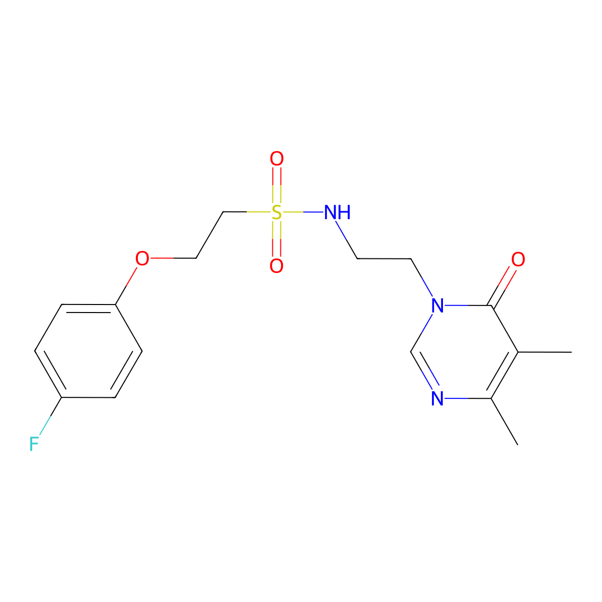 N-(2-(4,5-dimethyl-6-oxopyrimidin-1(6H)-yl)ethyl)-2-(4-fluorophenoxy)ethanesulfonamide molecular structure, CAS 1396866-73-1