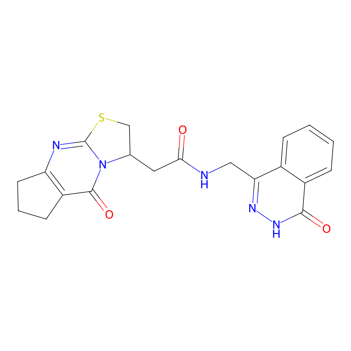 2-(5-oxo-2,3,5,6,7,8-hexahydrocyclopenta[d]thiazolo[3,2-a]pyrimidin-3-yl)-N-((4-oxo-3,4-dihydrophthalazin-1-yl)methyl)acetamide molecular structure, CAS 1396866-78-6