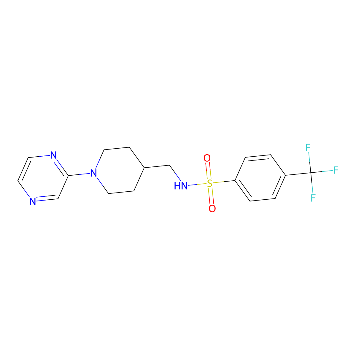 N-((1-(pyrazin-2-yl)piperidin-4-yl)methyl)-4-(trifluoromethyl)benzenesulfonamide molecular structure, CAS 1396866-90-2