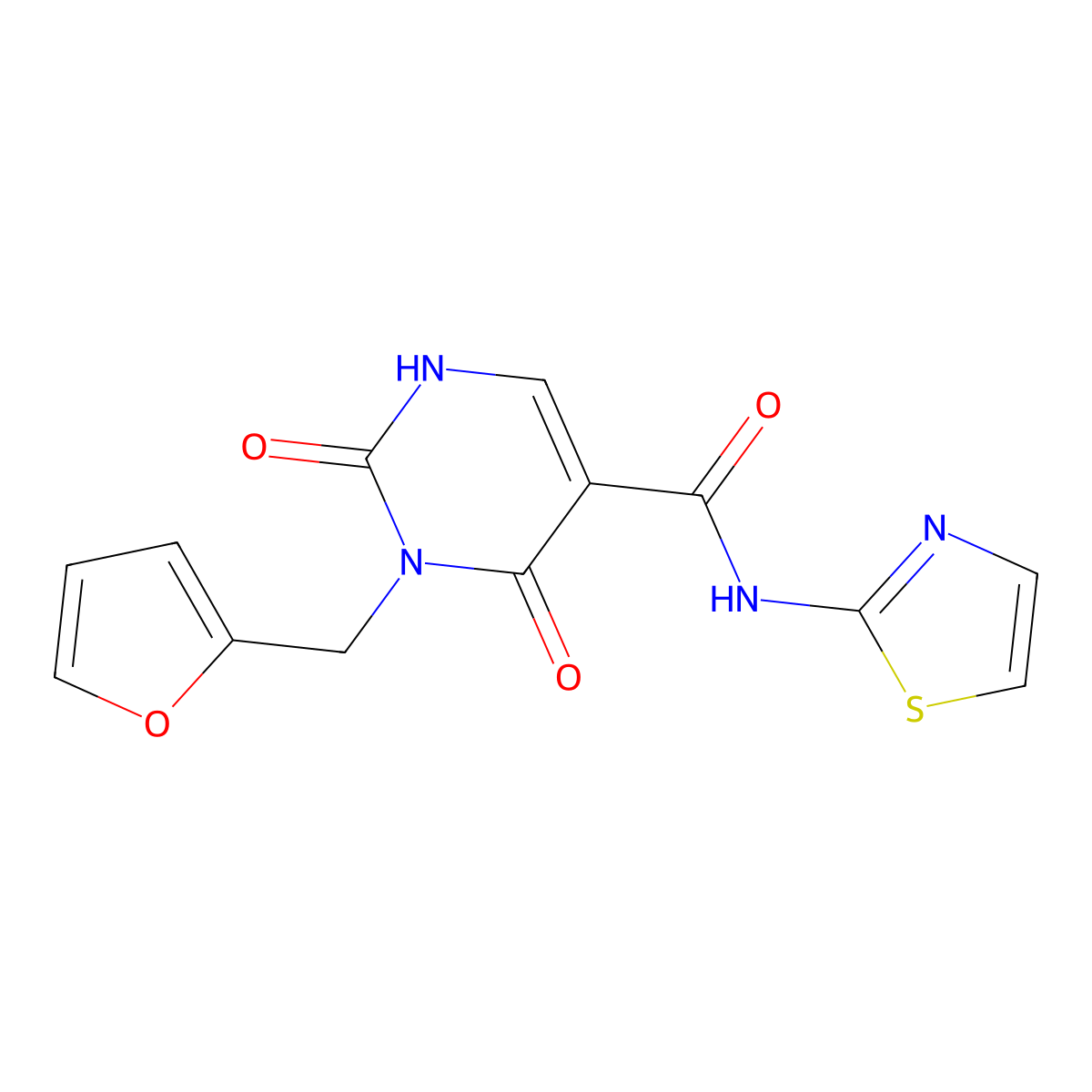 3-(furan-2-ylmethyl)-2,4-dioxo-N-(thiazol-2-yl)-1,2,3,4-tetrahydropyrimidine-5-carboxamide molecular structure, CAS 1396866-92-4
