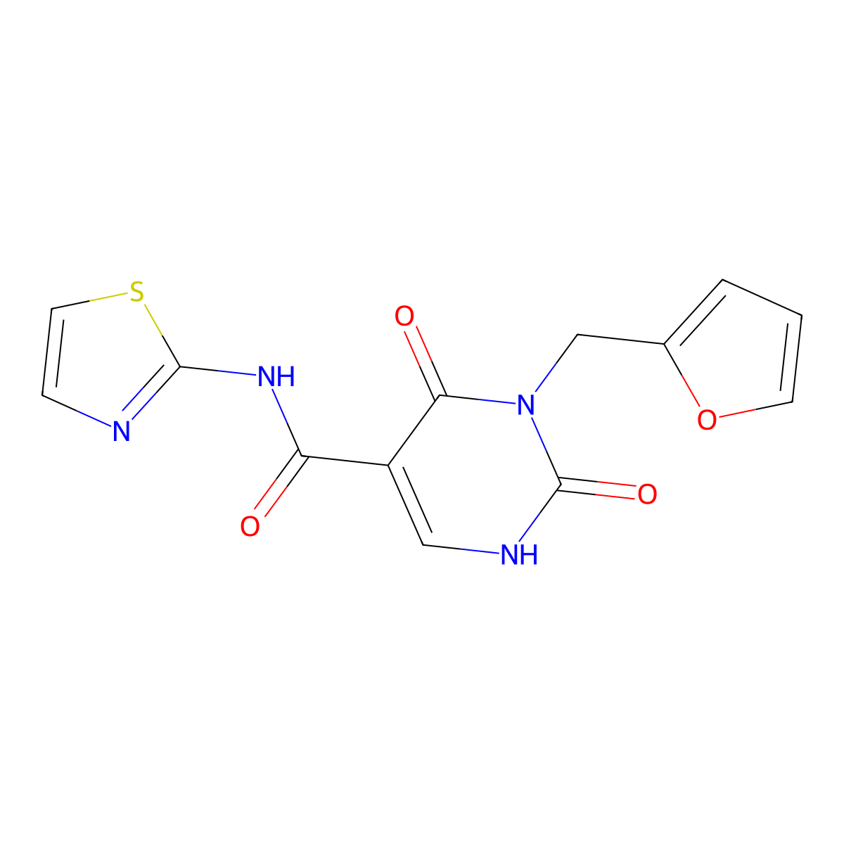3-(furan-2-ylmethyl)-2,4-dioxo-N-(thiazol-2-yl)-1,2,3,4-tetrahydropyrimidine-5-carboxamide molecular structure, CAS 1396866-92-4