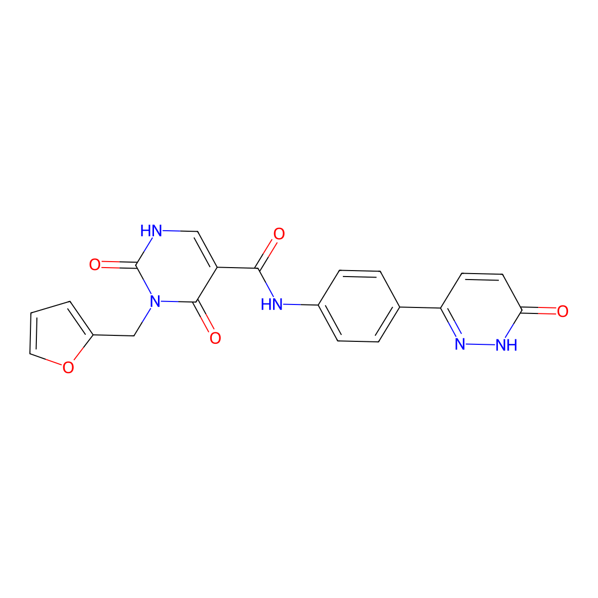 3-(furan-2-ylmethyl)-N-(4-(6-hydroxypyridazin-3-yl)phenyl)-2,4-dioxo-1,2,3,4-tetrahydropyrimidine-5-carboxamide molecular structure, CAS 1396866-99-1
