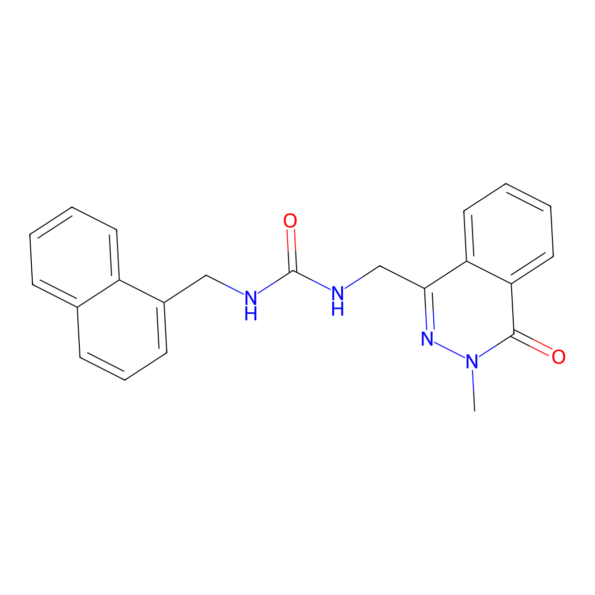 1-((3-Methyl-4-oxo-3,4-dihydrophthalazin-1-yl)methyl)-3-(naphthalen-1-ylmethyl)urea molecular structure, CAS 1396867-00-7