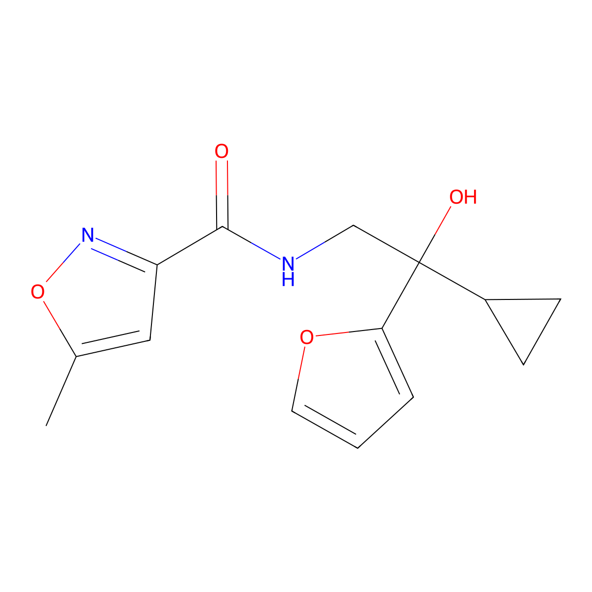N-(2-cyclopropyl-2-(furan-2-yl)-2-hydroxyethyl)-5-methylisoxazole-3-carboxamide molecular structure, CAS 1396867-06-3