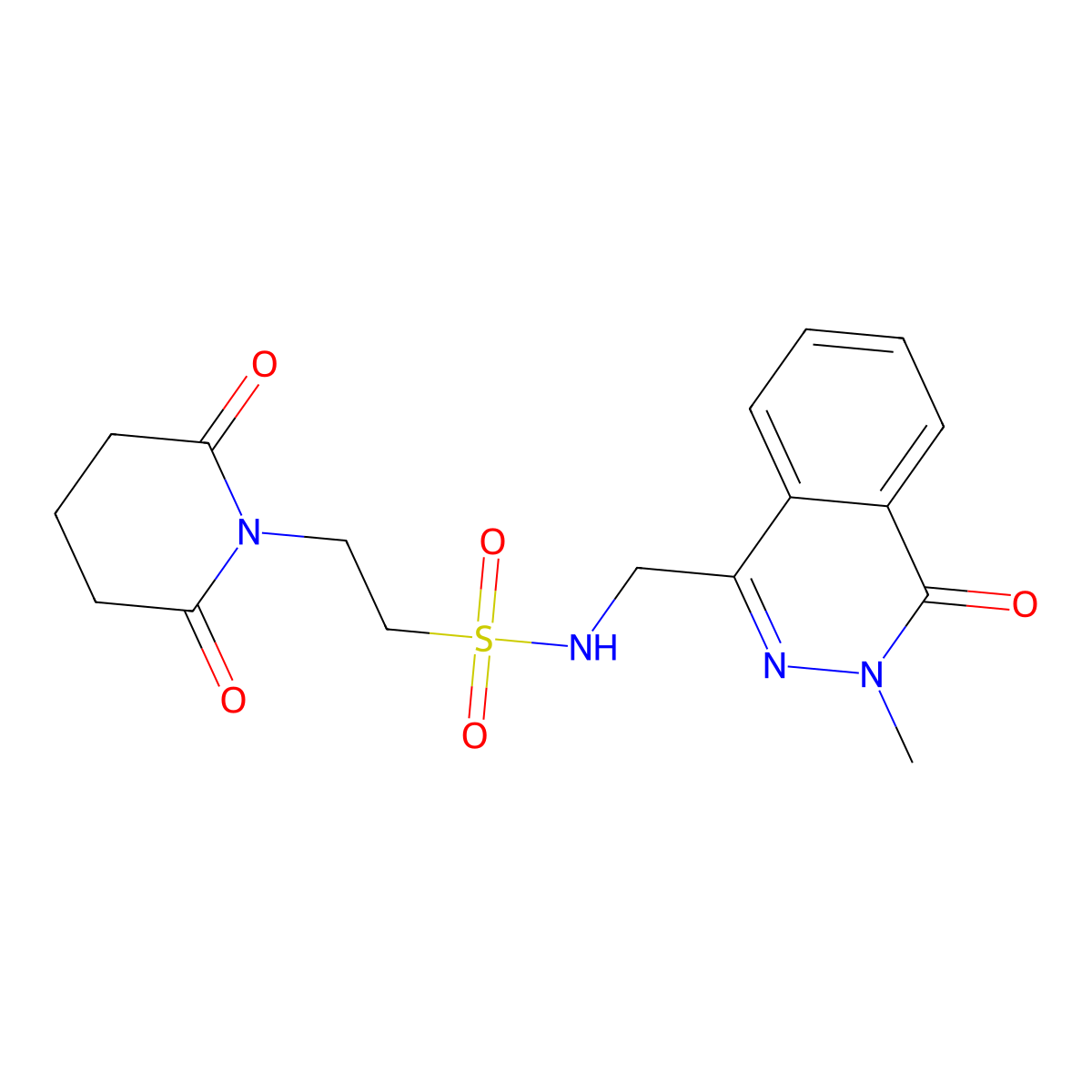 2-(2,6-dioxopiperidin-1-yl)-N-((3-methyl-4-oxo-3,4-dihydrophthalazin-1-yl)methyl)ethanesulfonamide molecular structure, CAS 1396867-09-6