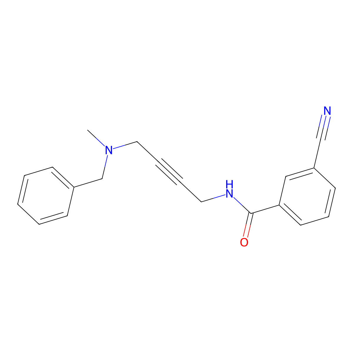 N-(4-(benzyl(methyl)amino)but-2-yn-1-yl)-3-cyanobenzamide molecular structure, CAS 1396867-16-5