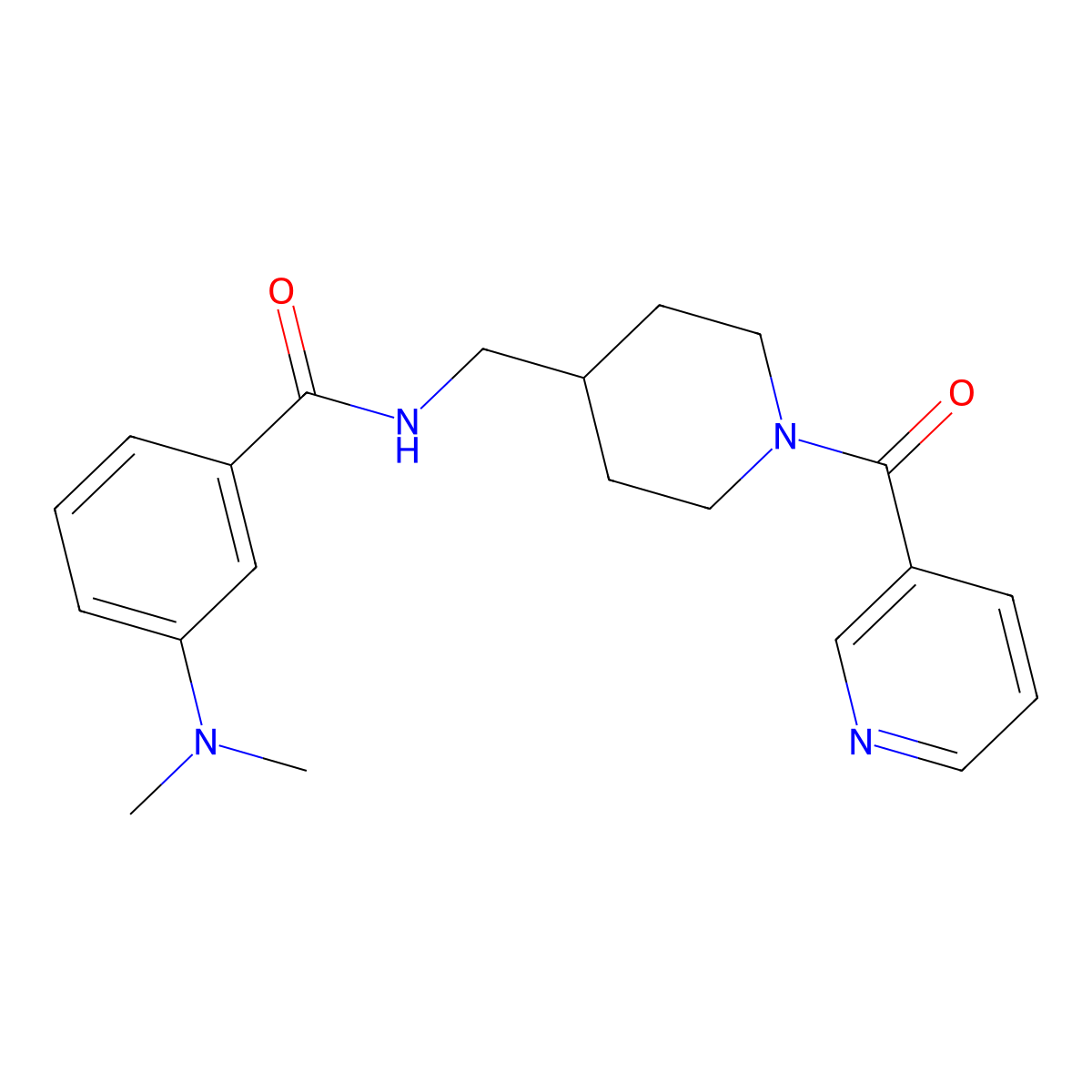 3-(dimethylamino)-N-((1-nicotinoylpiperidin-4-yl)methyl)benzamide molecular structure, CAS 1396867-18-7