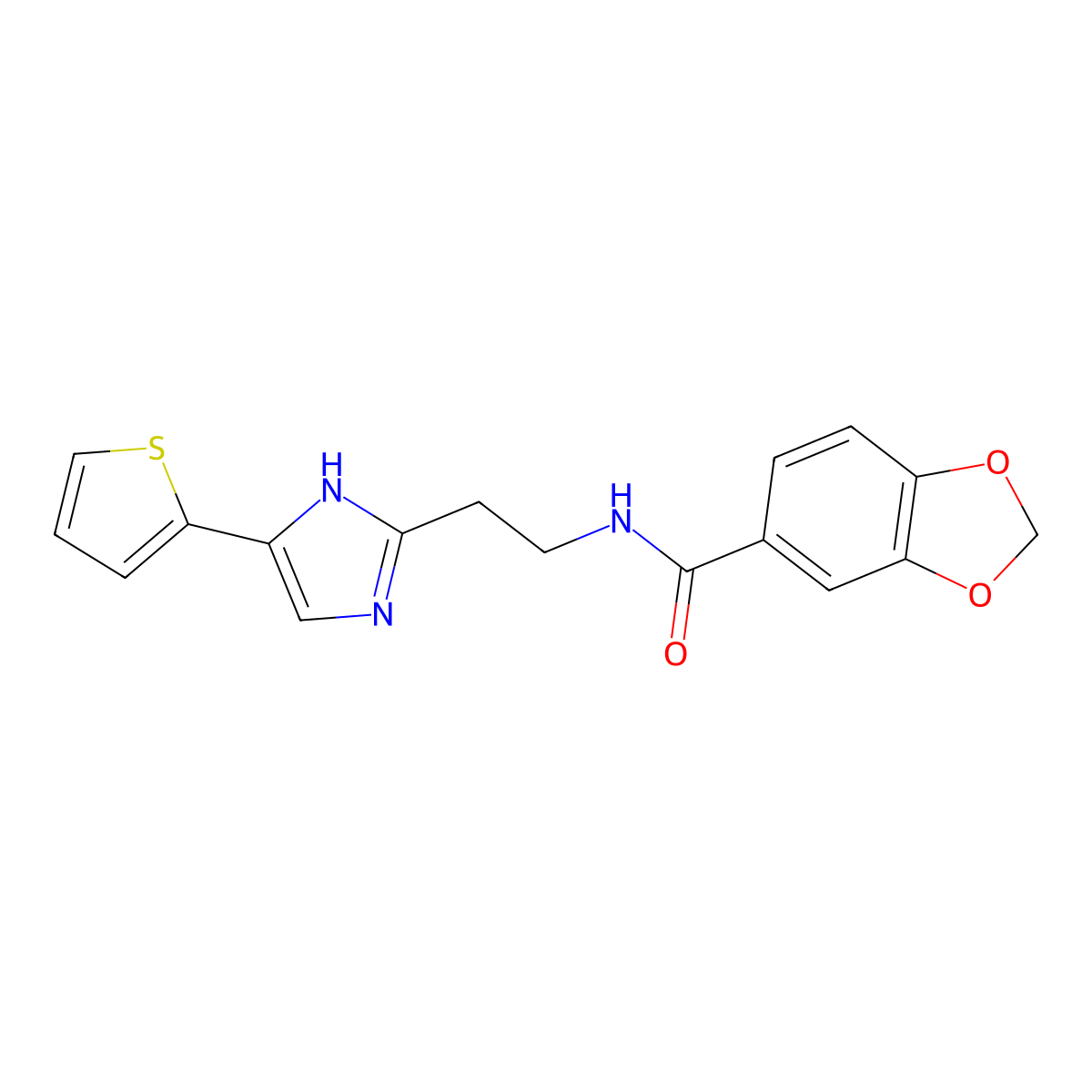 N-(2-(4-(thiophen-2-yl)-1H-imidazol-2-yl)ethyl)benzo[d][1,3]dioxole-5-carboxamide molecular structure, CAS 1396867-21-2
