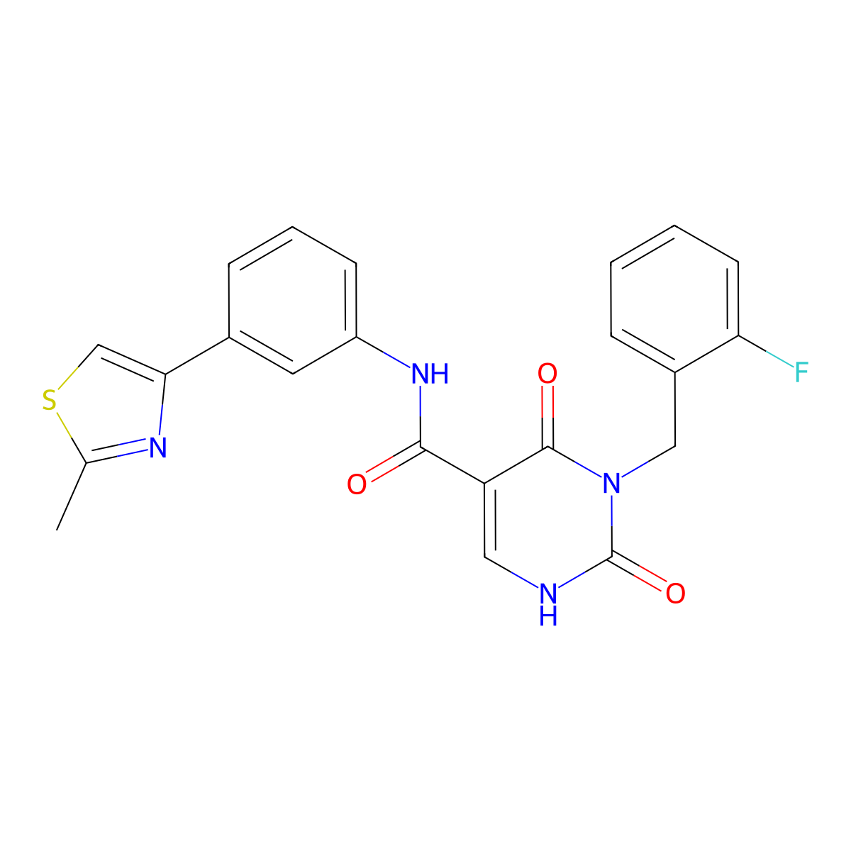 3-(2-fluorobenzyl)-N-(3-(2-methylthiazol-4-yl)phenyl)-2,4-dioxo-1,2,3,4-tetrahydropyrimidine-5-carboxamide molecular structure, CAS 1396867-23-4