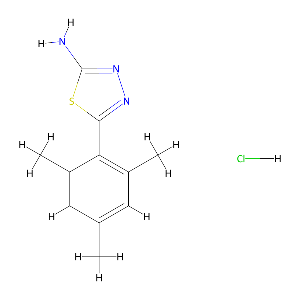 5-Mesityl-1,3,4-thiadiazol-2-amine hydrochloride molecular structure, CAS 1396867-24-5