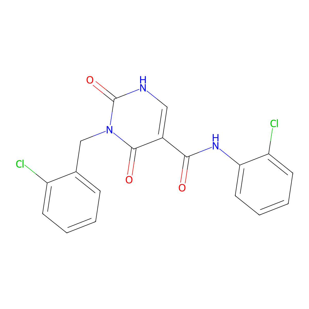 3-(2-chlorobenzyl)-N-(2-chlorophenyl)-2,4-dioxo-1,2,3,4-tetrahydropyrimidine-5-carboxamide molecular structure, CAS 1396867-27-8