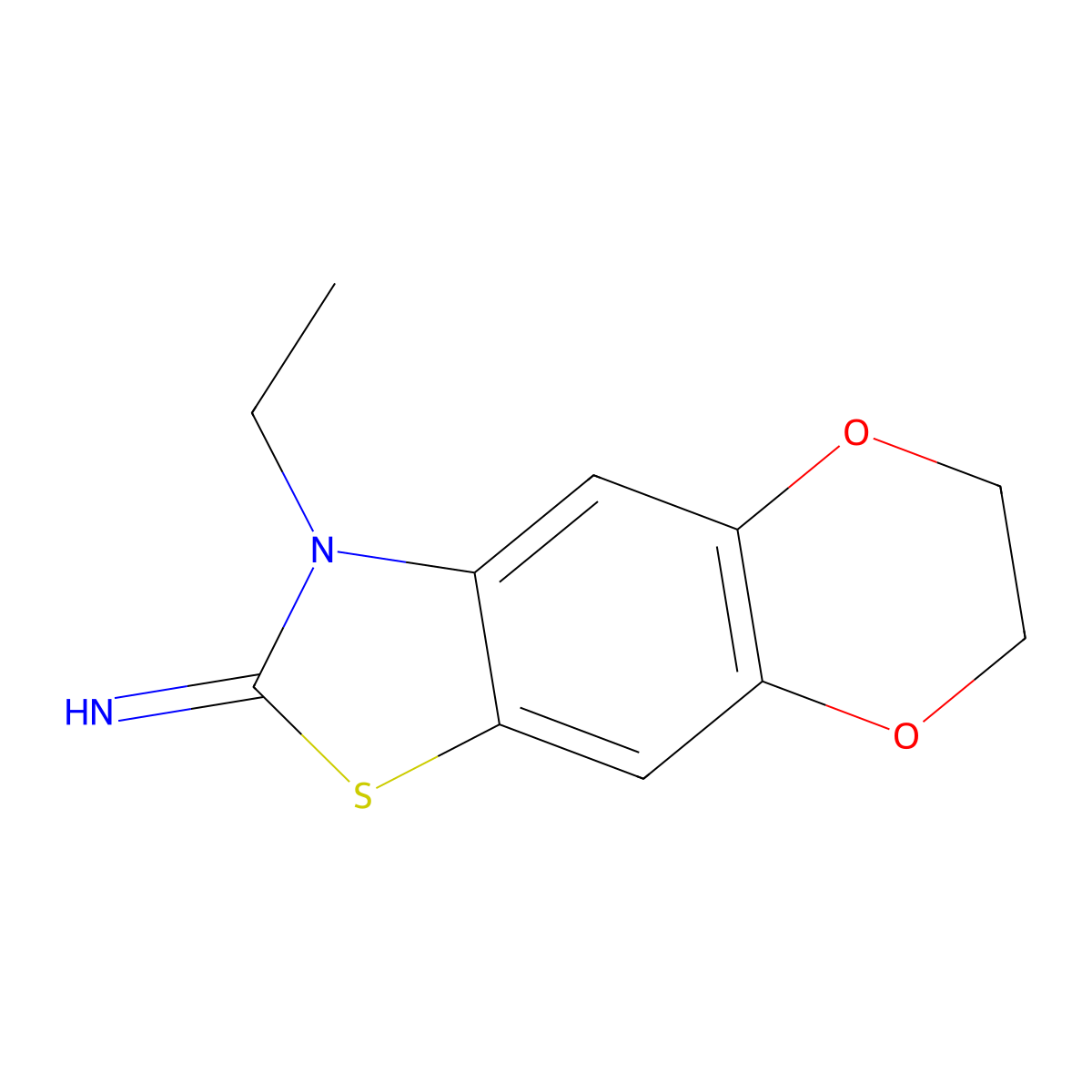 3-ethyl-6,7-dihydro-[1,4]dioxino[2',3':4,5]benzo[1,2-d]thiazol-2(3H)-imine molecular structure, CAS 1396867-29-0