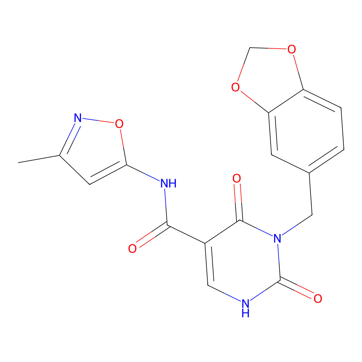 3-(benzo[d][1,3]dioxol-5-ylmethyl)-N-(3-methylisoxazol-5-yl)-2,4-dioxo-1,2,3,4-tetrahydropyrimidine-5-carboxamide molecular structure, CAS 1396867-34-7
