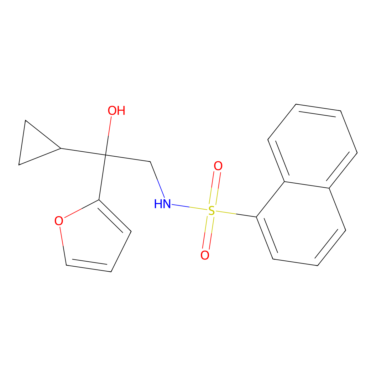 N-[2-cyclopropyl-2-(furan-2-yl)-2-hydroxyethyl]naphthalene-1-sulfonamide molecular structure, CAS 1396867-37-0