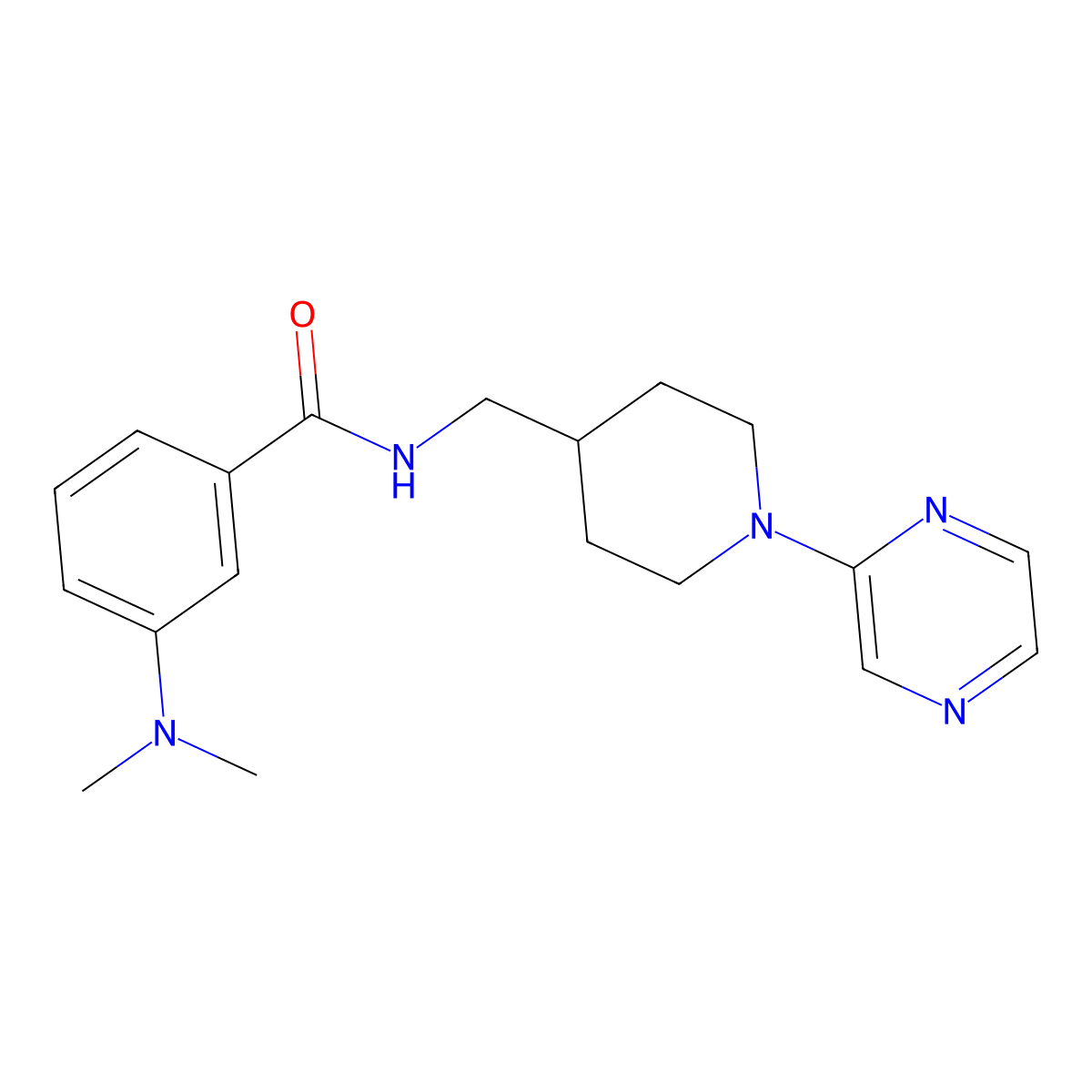 3-(dimethylamino)-N-{[1-(pyrazin-2-yl)piperidin-4-yl]methyl}benzamide molecular structure, CAS 1396867-49-4