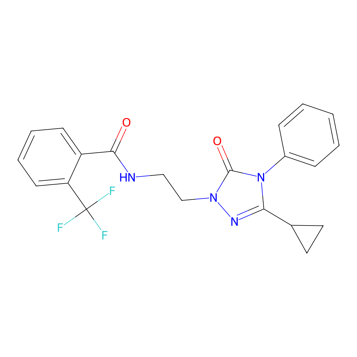 N-[2-(3-cyclopropyl-5-oxo-4-phenyl-4,5-dihydro-1H-1,2,4-triazol-1-yl)ethyl]-2-(trifluoromethyl)benzamide molecular structure, CAS 1396867-52-9