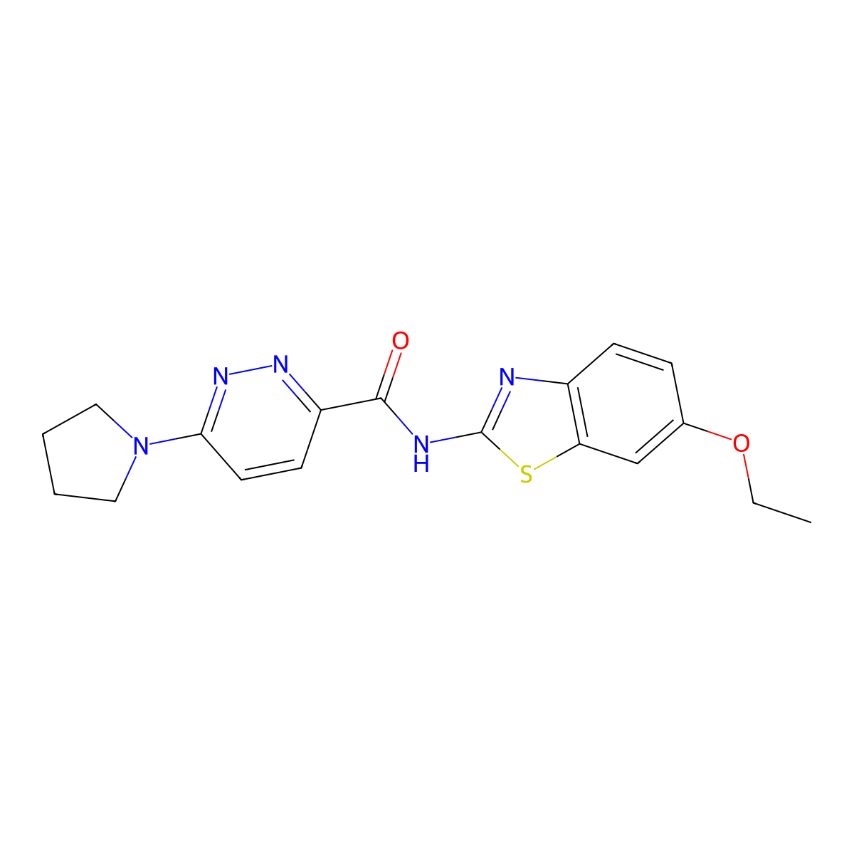 N-(6-ethoxybenzo[d]thiazol-2-yl)-6-(pyrrolidin-1-yl)pyridazine-3-carboxamide molecular structure, CAS 1396867-59-6
