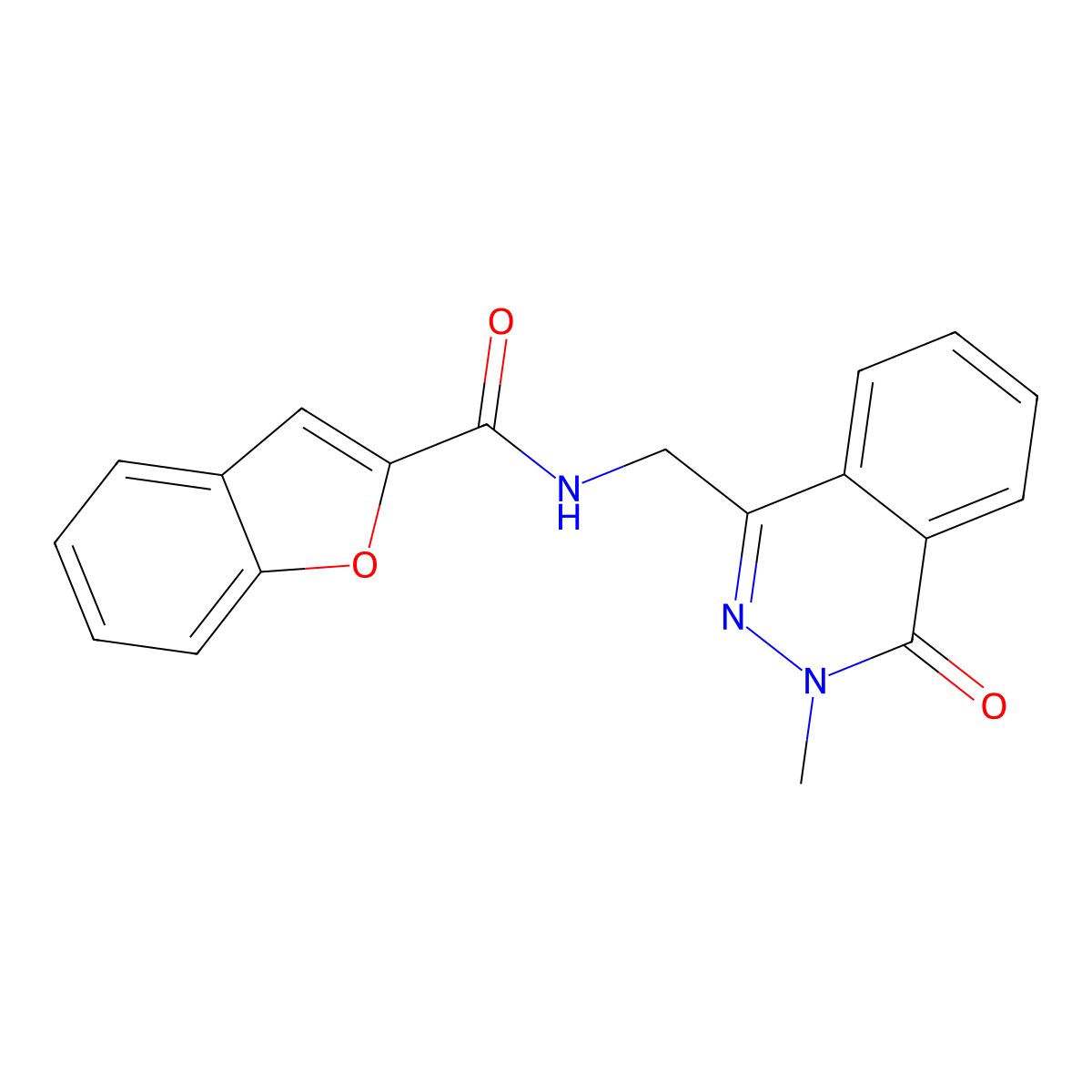 N-((3-methyl-4-oxo-3,4-dihydrophthalazin-1-yl)methyl)benzofuran-2-carboxamide molecular structure, CAS 1396867-63-2
