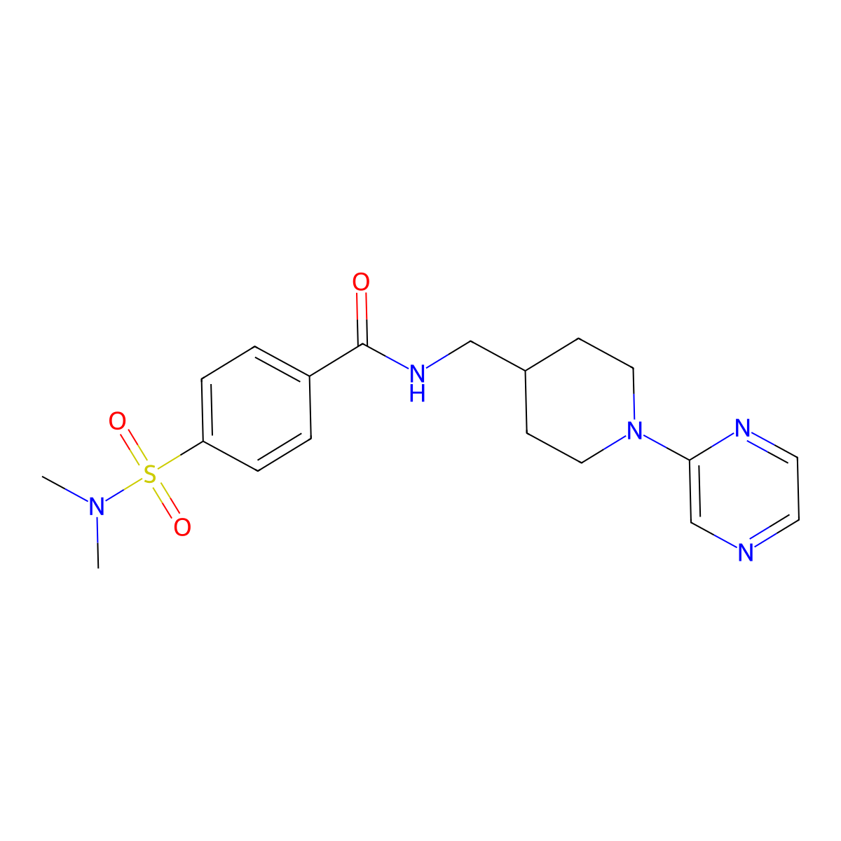 4-(N,N-dimethylsulfamoyl)-N-((1-(pyrazin-2-yl)piperidin-4-yl)methyl)benzamide molecular structure, CAS 1396867-65-4