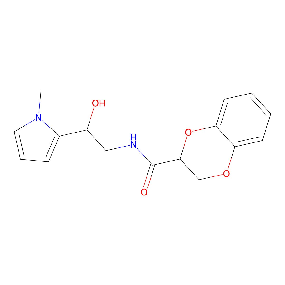 N-[2-hydroxy-2-(1-methyl-1H-pyrrol-2-yl)ethyl]-2,3-dihydro-1,4-benzodioxine-2-carboxamide molecular structure, CAS 1396867-66-5