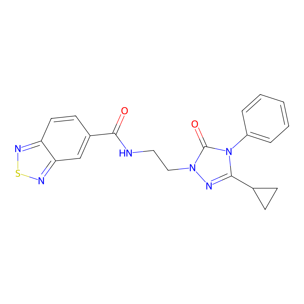 N-(2-(3-cyclopropyl-5-oxo-4-phenyl-4,5-dihydro-1H-1,2,4-triazol-1-yl)ethyl)benzo[c][1,2,5]thiadiazole-5-carboxamide molecular structure, CAS 1396867-71-2