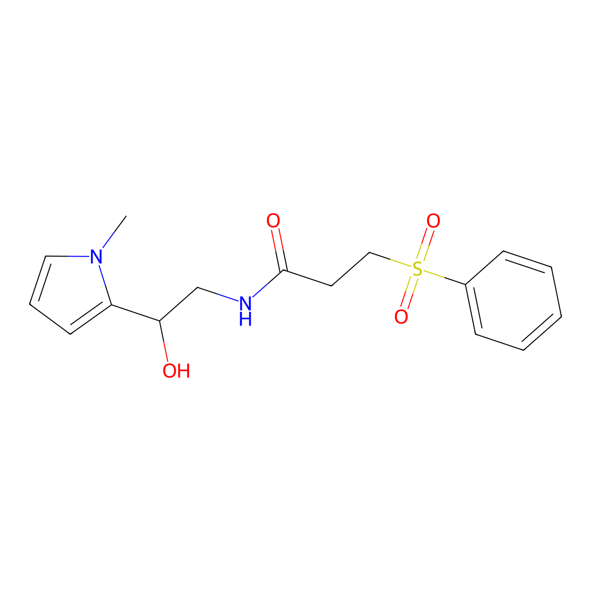 N-(2-hydroxy-2-(1-methyl-1H-pyrrol-2-yl)ethyl)-3-(phenylsulfonyl)propanamide molecular structure, CAS 1396867-74-5
