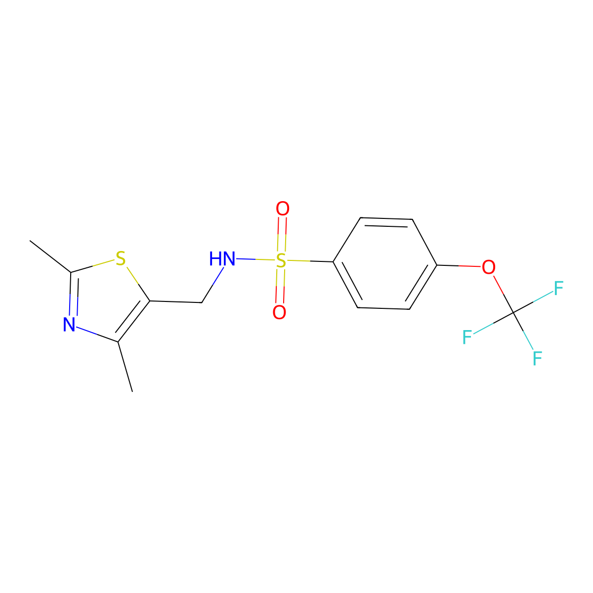 N-((2,4-dimethylthiazol-5-yl)methyl)-4-(trifluoromethoxy)benzenesulfonamide molecular structure, CAS 1396867-75-6