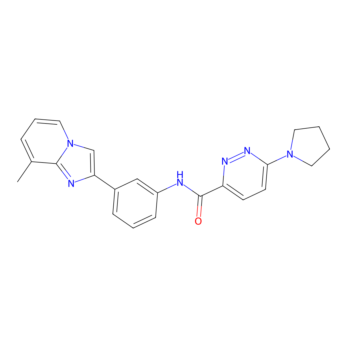 N-(3-(8-methylimidazo[1,2-a]pyridin-2-yl)phenyl)-6-(pyrrolidin-1-yl)pyridazine-3-carboxamide molecular structure, CAS 1396867-79-0