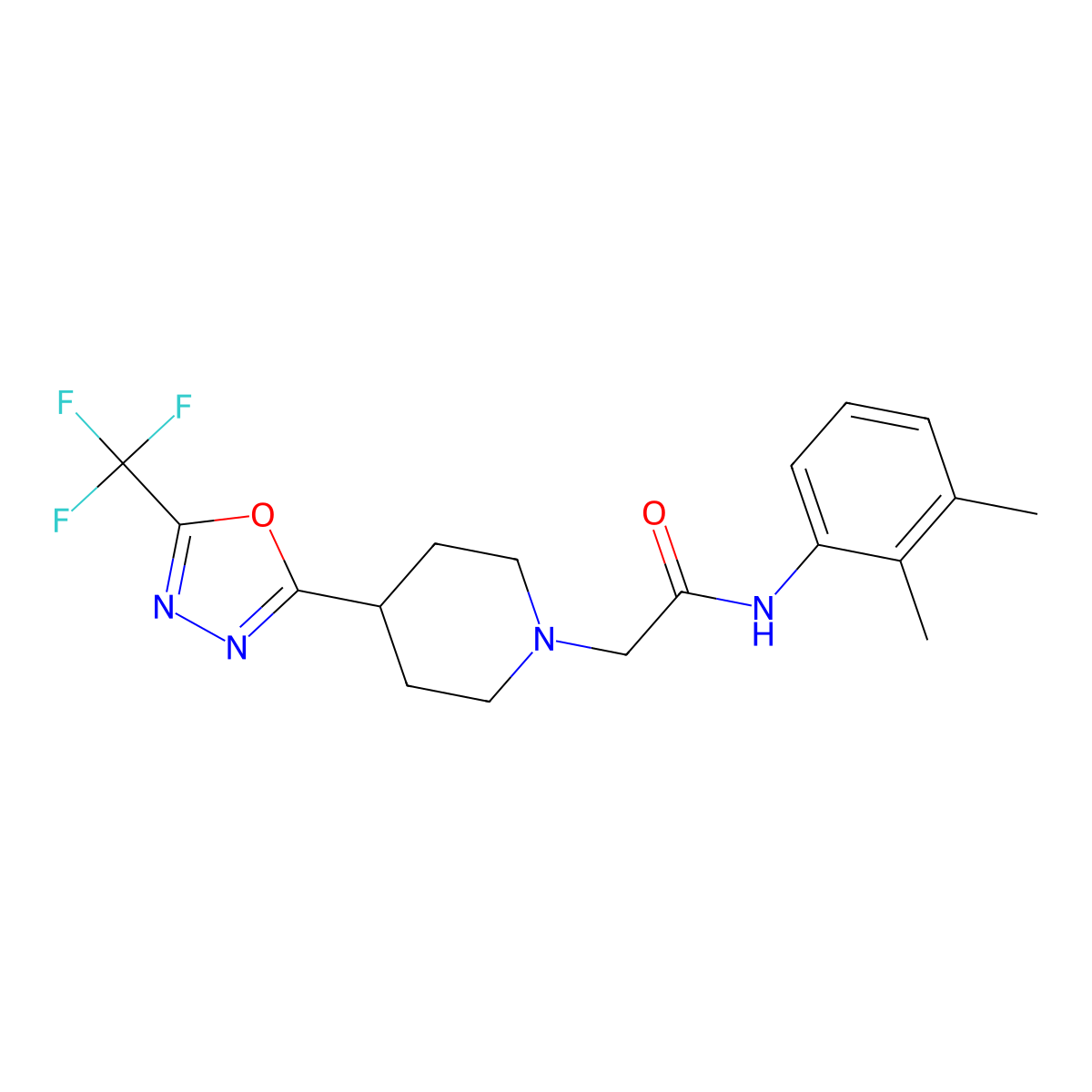 N-(2,3-dimethylphenyl)-2-{4-[5-(trifluoromethyl)-1,3,4-oxadiazol-2-yl]piperidin-1-yl}acetamide molecular structure, CAS 1396867-86-9