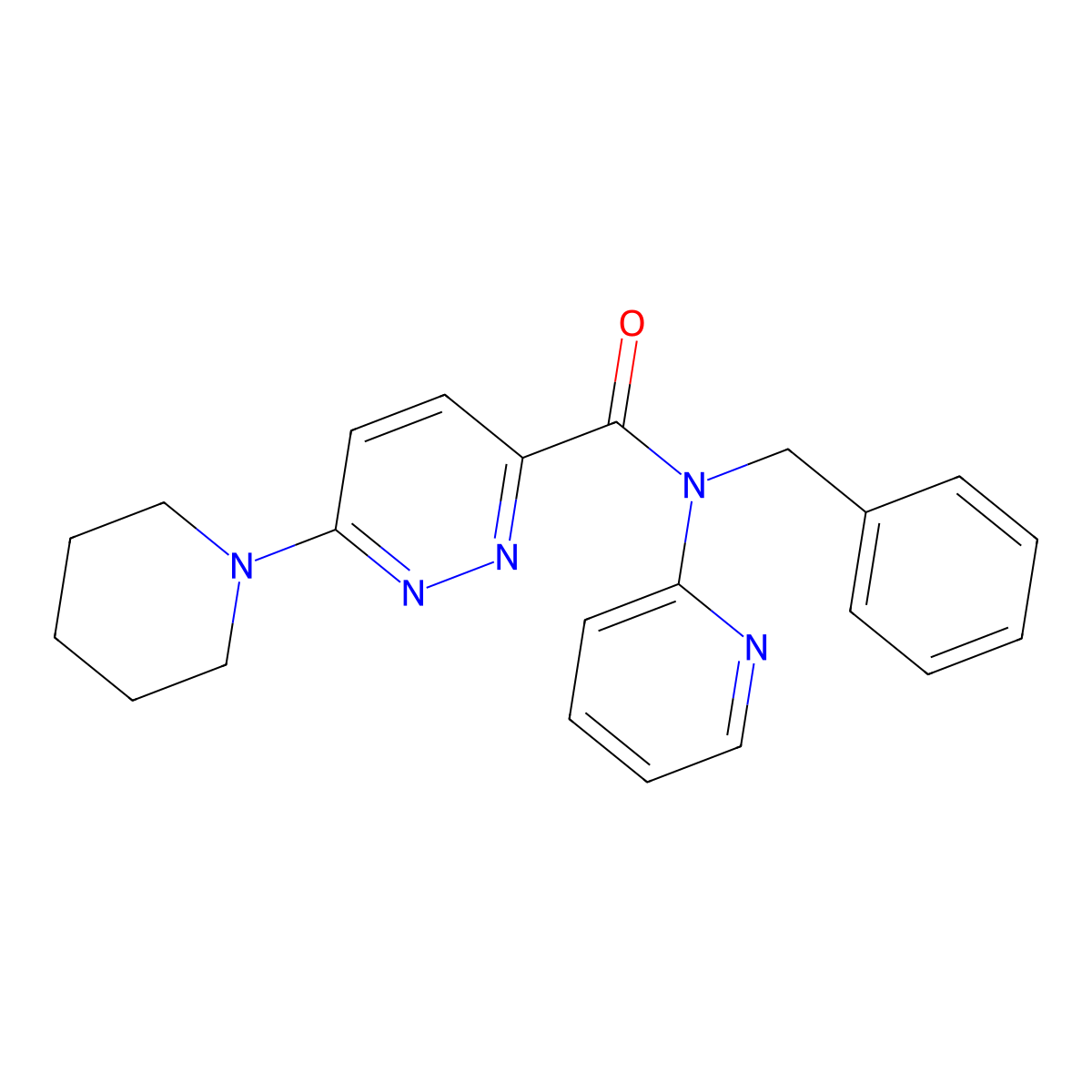 N-benzyl-6-(piperidin-1-yl)-N-(pyridin-2-yl)pyridazine-3-carboxamide molecular structure, CAS 1396867-90-5