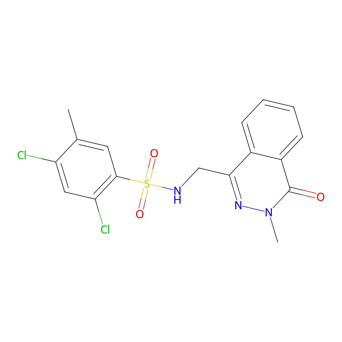 2,4-dichloro-5-methyl-N-((3-methyl-4-oxo-3,4-dihydrophthalazin-1-yl)methyl)benzenesulfonamide molecular structure, CAS 1396867-93-8