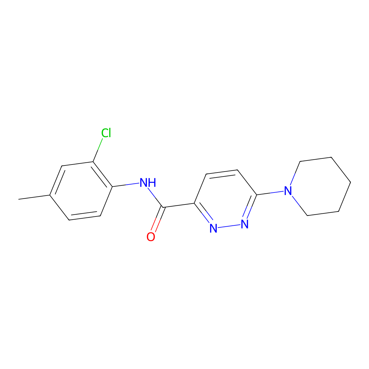 N-(2-chloro-4-methylphenyl)-6-(piperidin-1-yl)pyridazine-3-carboxamide molecular structure, CAS 1396867-98-3