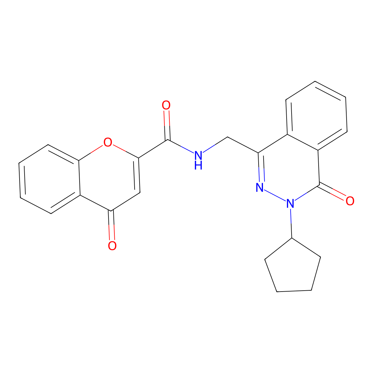 N-((3-cyclopentyl-4-oxo-3,4-dihydrophthalazin-1-yl)methyl)-4-oxo-4H-chromene-2-carboxamide molecular structure, CAS 1396868-00-0