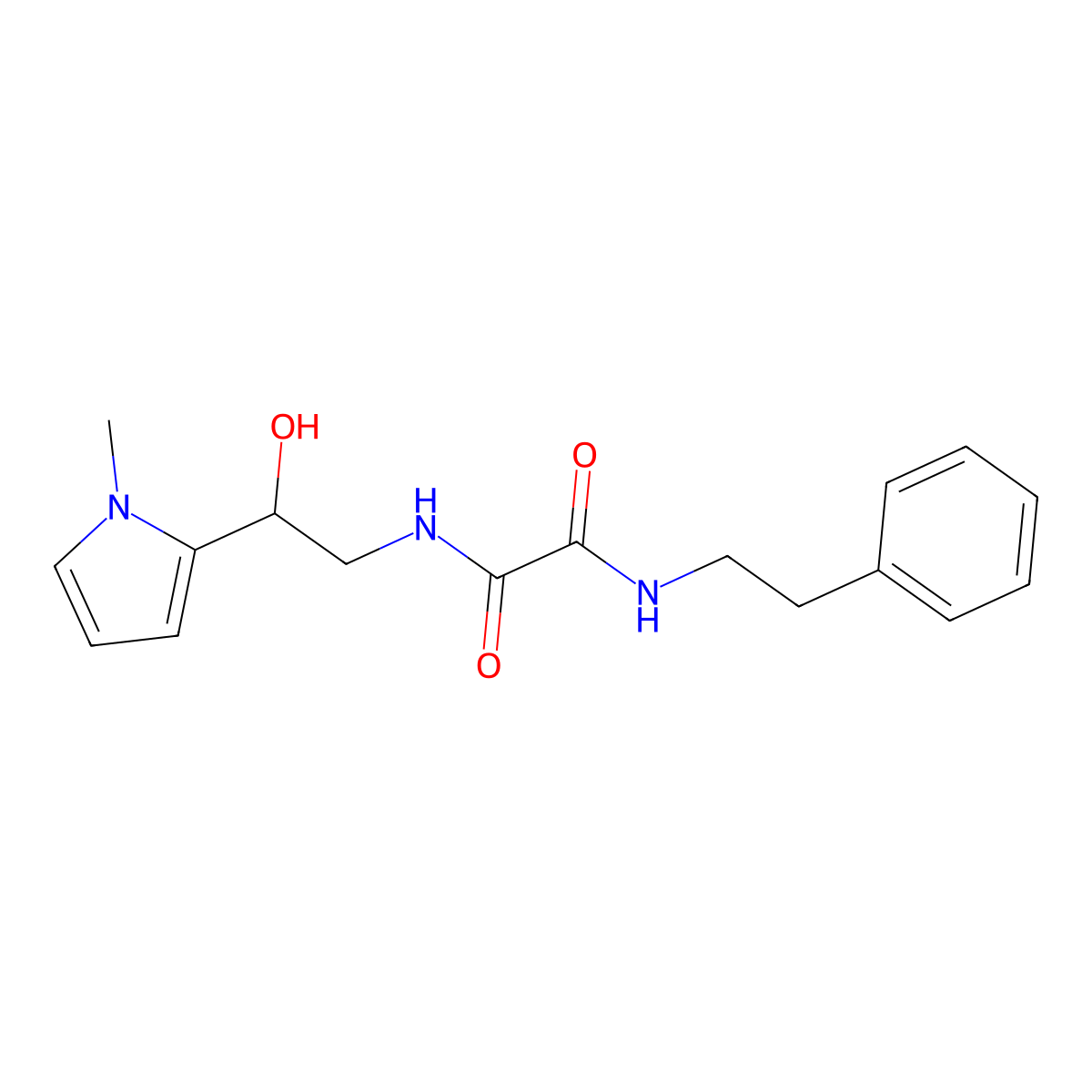 N1-(2-hydroxy-2-(1-methyl-1H-pyrrol-2-yl)ethyl)-N2-phenethyloxalamide molecular structure, CAS 1396868-01-1