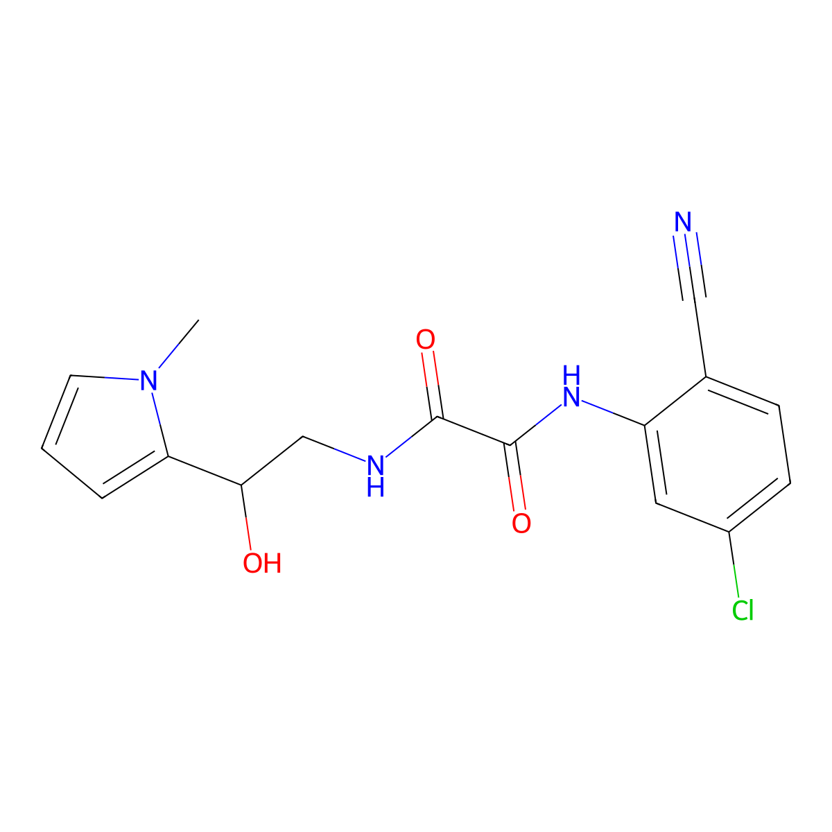 N1-(5-chloro-2-cyanophenyl)-N2-(2-hydroxy-2-(1-methyl-1H-pyrrol-2-yl)ethyl)oxalamide molecular structure, CAS 1396868-07-7