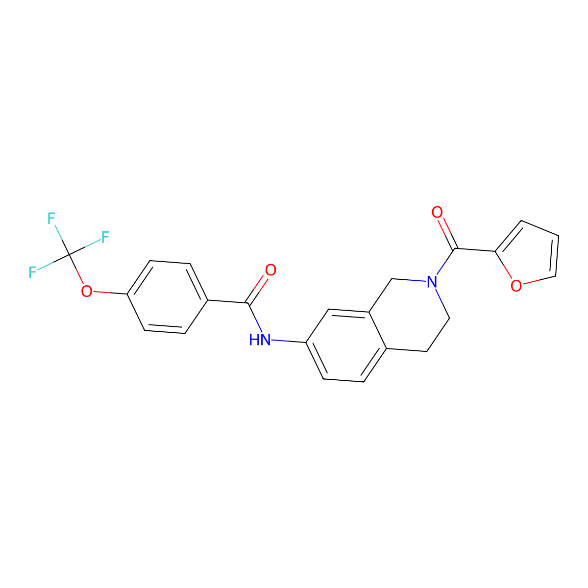 N-(2-(furan-2-carbonyl)-1,2,3,4-tetrahydroisoquinolin-7-yl)-4-(trifluoromethoxy)benzamide molecular structure, CAS 1396868-10-2