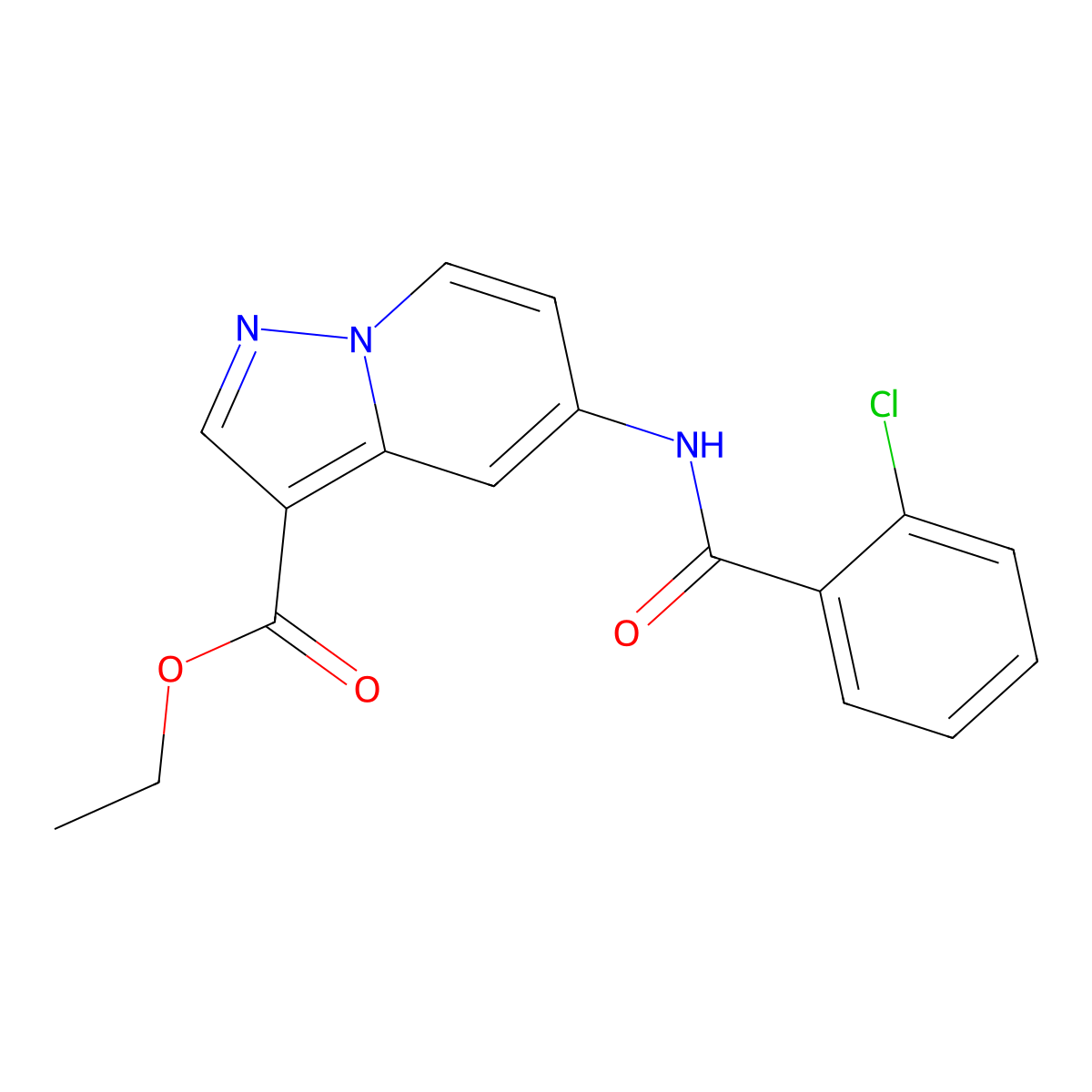 Ethyl 5-(2-chlorobenzamido)pyrazolo[1,5-a]pyridine-3-carboxylate molecular structure, CAS 1396868-13-5