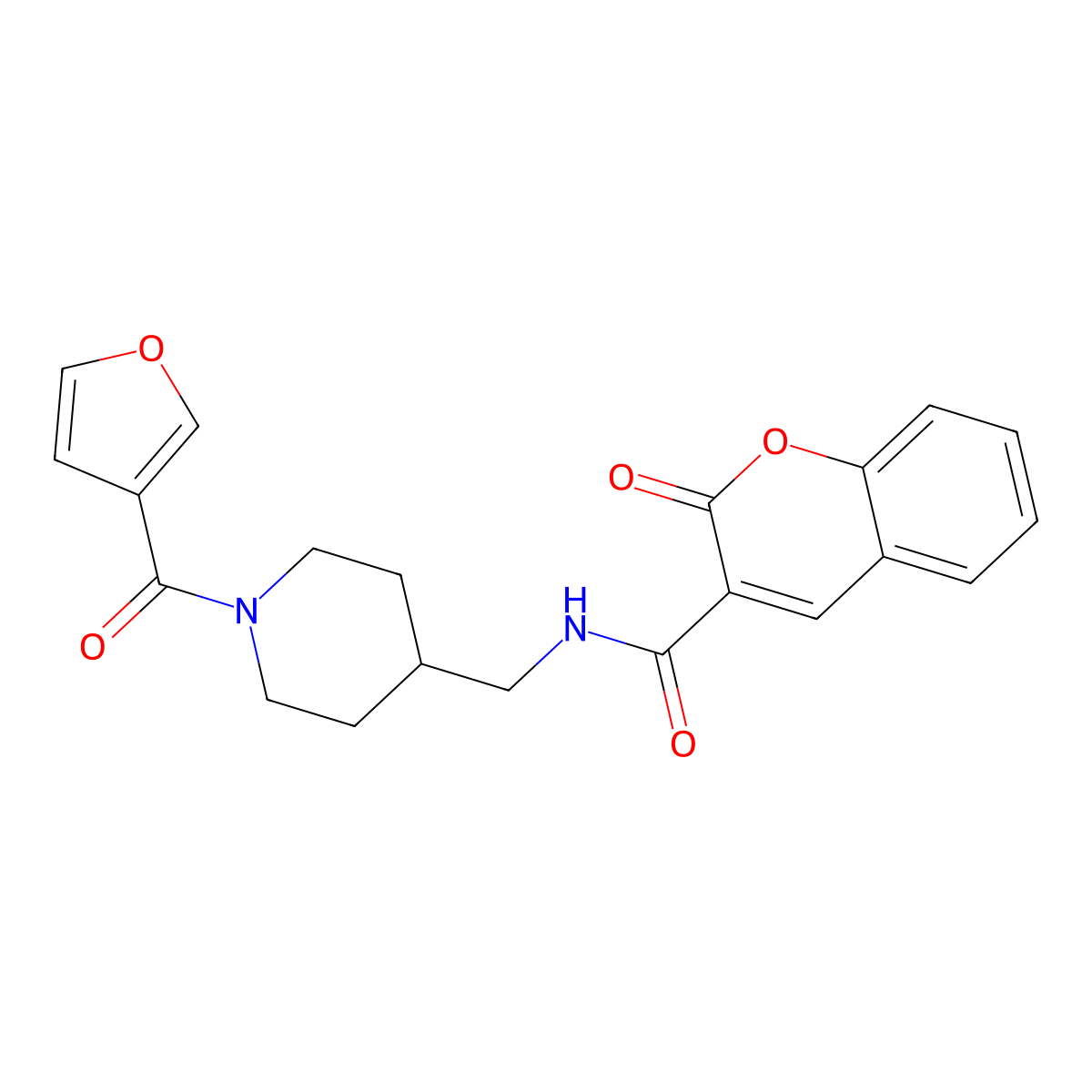 N-((1-(furan-3-carbonyl)piperidin-4-yl)methyl)-2-oxo-2H-chromene-3-carboxamide molecular structure, CAS 1396868-14-6