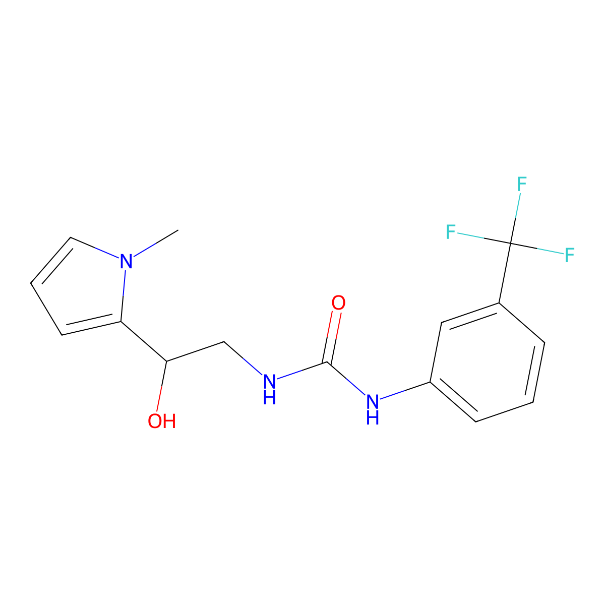 1-(2-hydroxy-2-(1-methyl-1H-pyrrol-2-yl)ethyl)-3-(3-(trifluoromethyl)phenyl)urea molecular structure, CAS 1396868-16-8